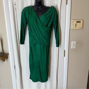 Vintage La Rue Des Reves Soho Green Suede Dress